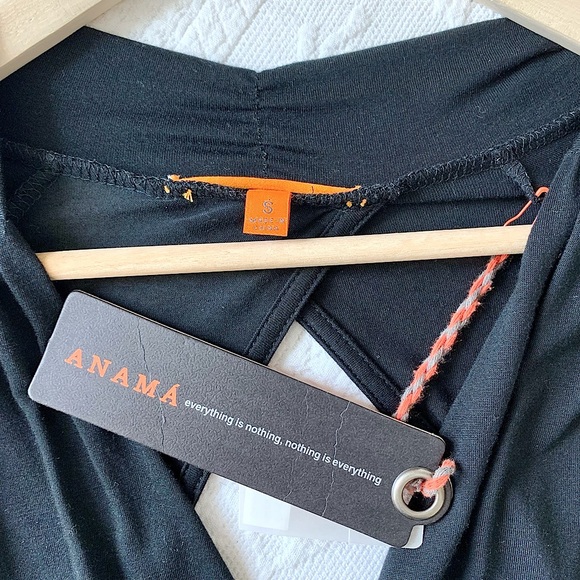 NWT Anthropologie Anama Faux Wrap Open Back Dress Black SM - Picture 3 of 16